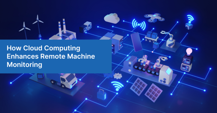 Cloud computing dashboard displaying real-time data from remote machine monitoring systems in a manufacturing environment